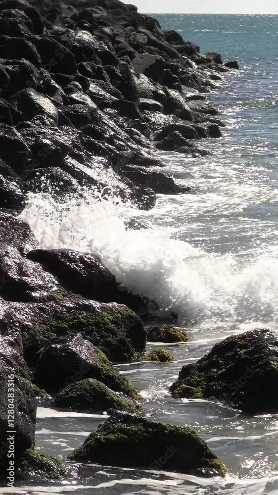 ponton en rocher sur un bord de mer
