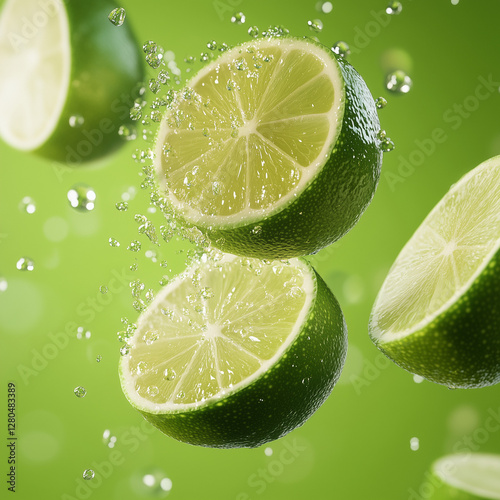 Lime su uno sfondo verde.
