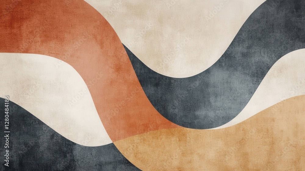 Abstract Waves of Colorful Shapes in Earthy Tones and Textures Abstract Waves of Colorful Shapes in Earthy Tones and Textures