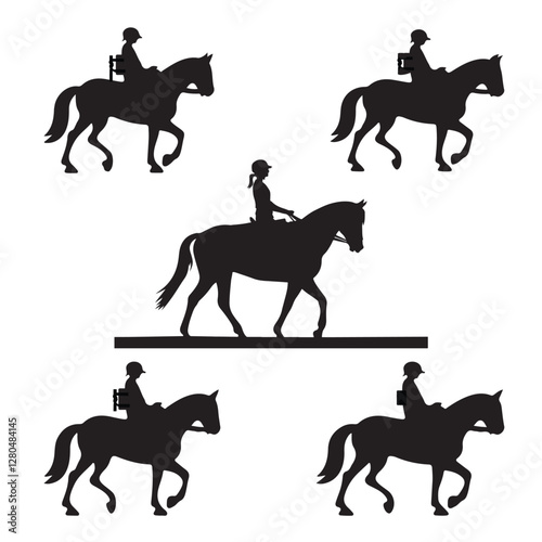 Equestrian Horse Silhouette Set Vector Illustration