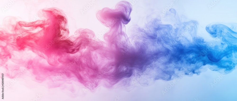 Colorful Smoke Waves in Pink and Blue Against a Soft Background Colorful Smoke Waves in Pink and Blue Against a Soft Background