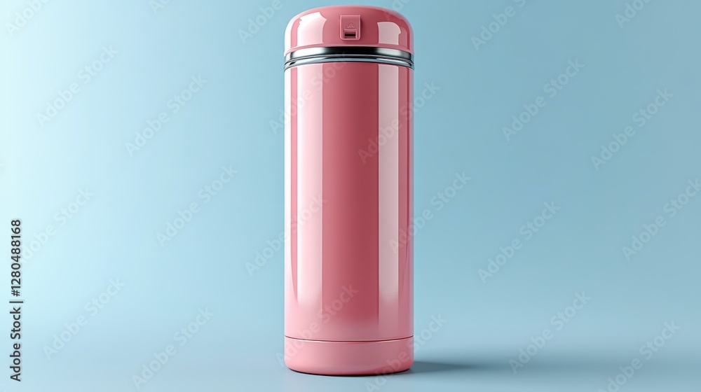 Modern thermos mockup in bright pink color with ample empty space for design placement Modern thermos mockup in bright pink color with ample empty space for design placement