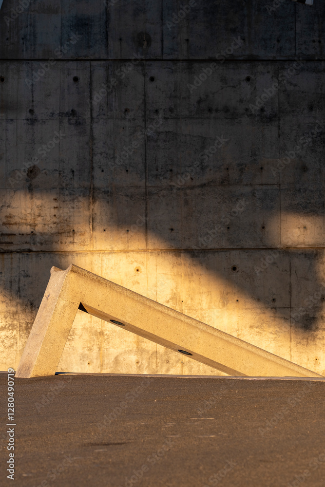 Dramatic light and shadow on a concrete wall, emphasizing brutalist architectural textures and surfaces. Dramatic light and shadow on a concrete wall, emphasizing brutalist architectural textures and surfaces.