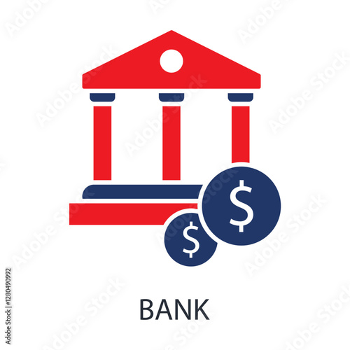 Bank icons isolated on White Background. Flat style design