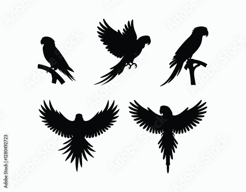 Simple Parrot Silhouette EPS Template Design