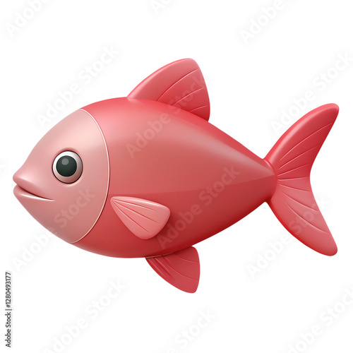 Red fish. 3d rendering isolated on white background. Cartoon plastic style icon