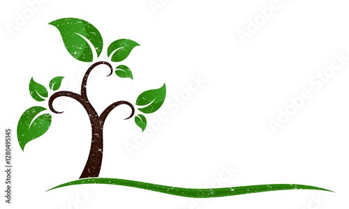 The symbol of a garden tree with green leaves.