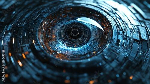 Cybernetic Eye with Digital Circuits and Patterns Representing Advanced Technology. Generative Ai photo