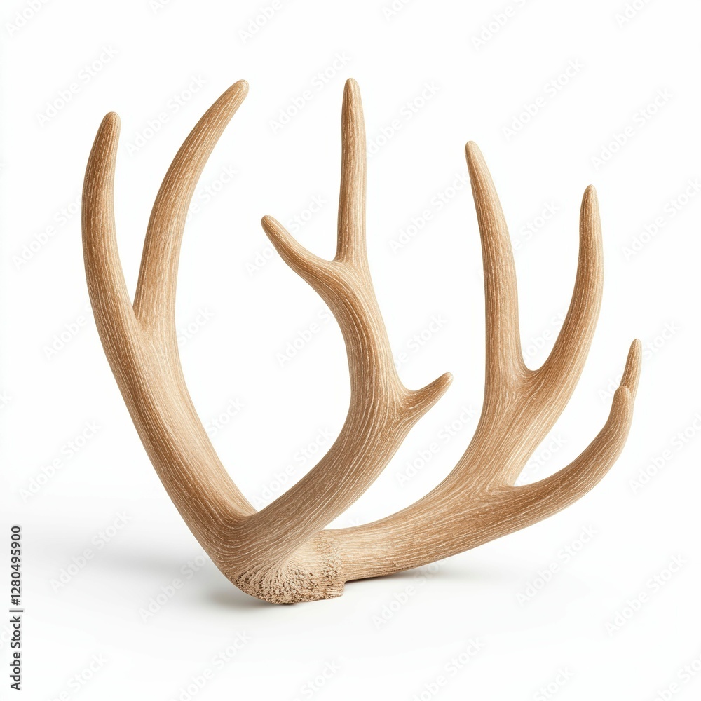 Elegant Pair of Deer Antlers Cast in Beige Resin a Rustic Yet Refined Home Decor Piece on White