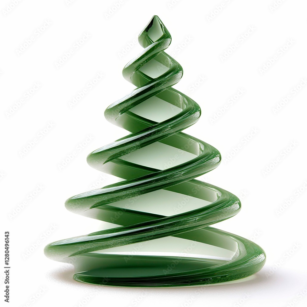 Green Glass Spiral Christmas Tree Festive Holiday Ornament Artistic Decoration Festive Season Green Glass Spiral Christmas Tree Festive Holiday Ornament Artistic Decoration Festive Season