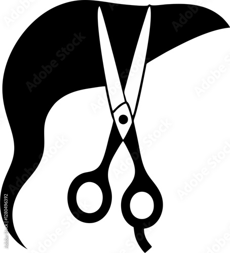black and white silhouette vector isolated logo template design scissors and hair