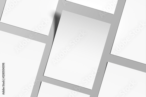 A4 white paper mock up isolated on soft background. Blank portrait A4 mock up. 3D rendering