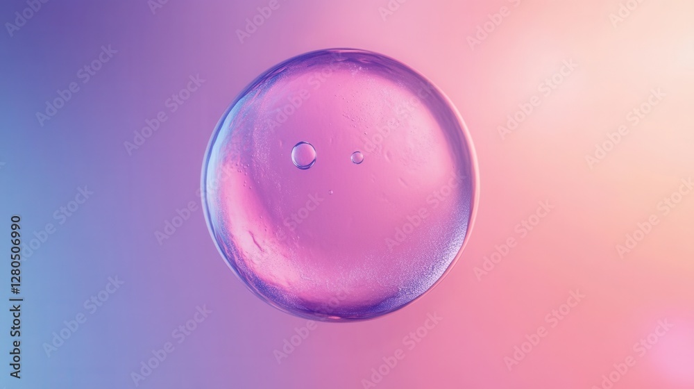 Obraz premium Colorful Water Droplet on Soft Gradient Background in Pastel Tones