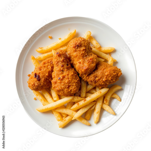 Crispy Chicken Tenders & Fries: Recipe & Images isolated on transparent background