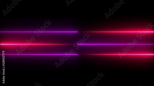 Abstract neon speed line animation. moving from left to right on black screen.Glowing neon line animatiom on black background. Abstract Light Effect Element Design