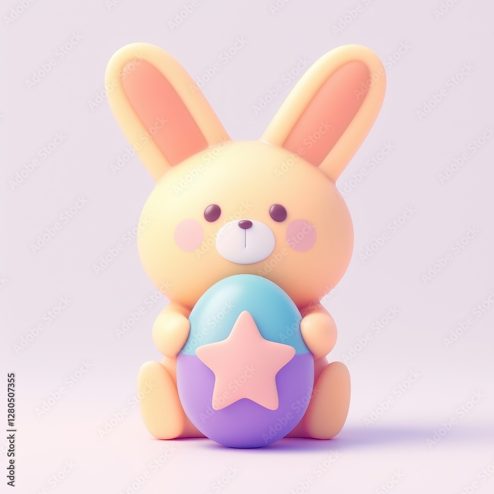 Easter bunny and hope concept. Cute bunny holding a colorful Easter egg with a star. Easter bunny and hope concept. Cute bunny holding a colorful Easter egg with a star.