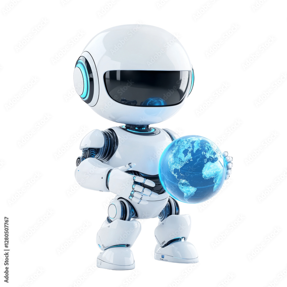 Futuristic robot with transparent face shield Futuristic robot with transparent face shield
