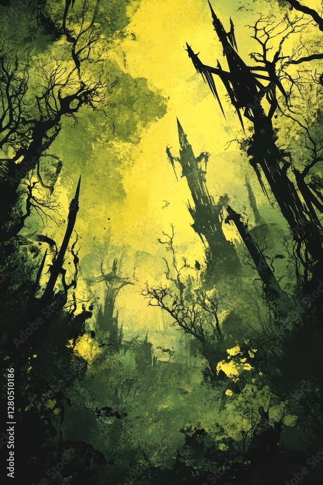 Fototapeta premium Dark Forest Landscape Art
