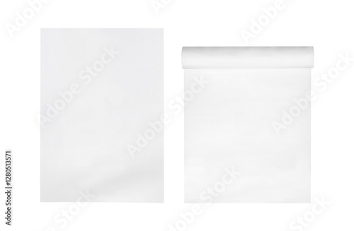 two sheet of paper or a4 paper fold isolated on white. photo