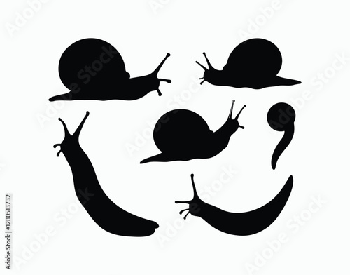 Snails Silhouette Collection Vector Template Design