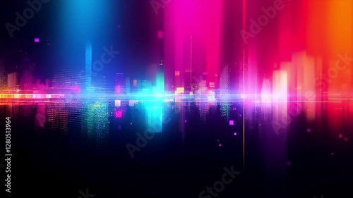 Wallpaper Mural Abstract Glowing Cityscape with Neon Colors Animation Background Torontodigital.ca