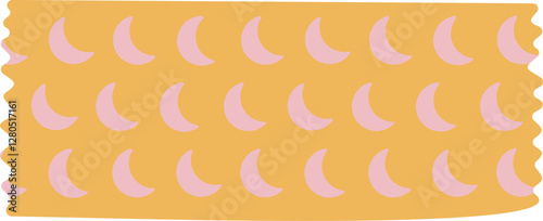 moons hand drawn decorative masking tape patterned for collage and scrapbooking illustration vector, paper
