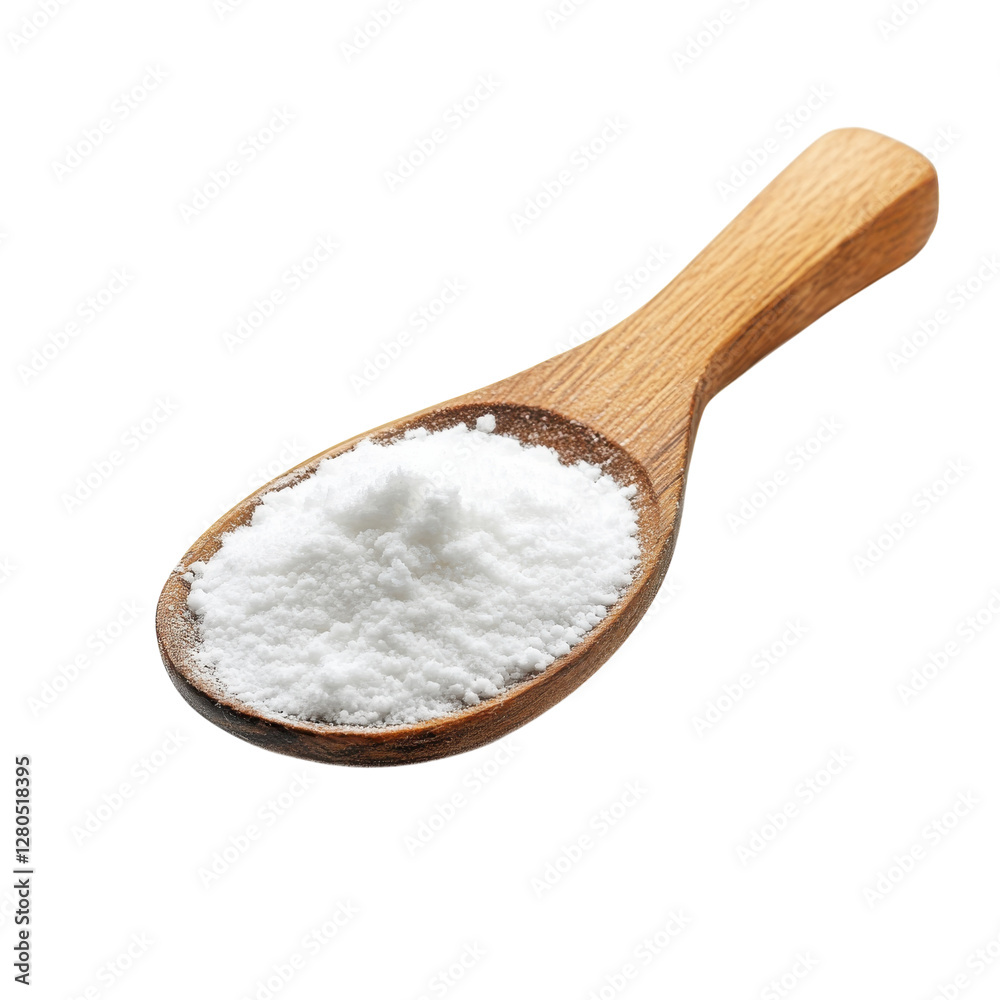 White Powder in Wooden Spoon on transparent background. White Powder in Wooden Spoon on transparent background.