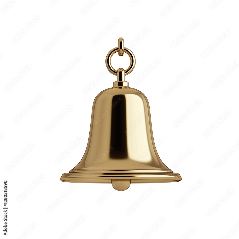 shiny gold bell with smooth surface and loop for hanging, symbolizing celebration and alertness. Perfect for festive occasions or notifications shiny gold bell with smooth surface and loop for hanging, symbolizing celebration and alertness. Perfect for festive occasions or notifications