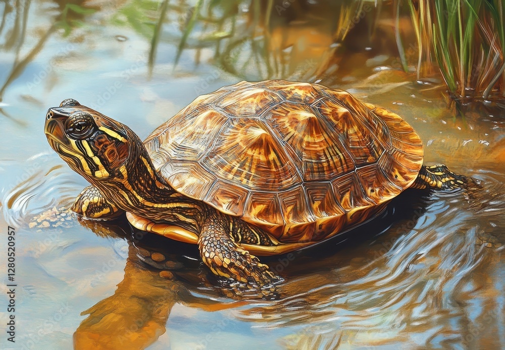 Naklejka premium Colorful Turtle in Water