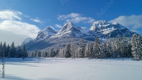 Fantastic winter scenery from the alps in Schaan in Liechtenstein  beautiful background