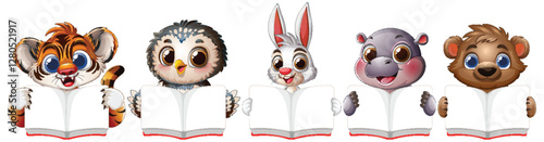 Cute Animals Reading Together