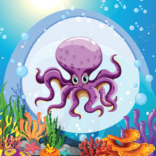 Colorful Octopus in Vibrant Coral Reef
