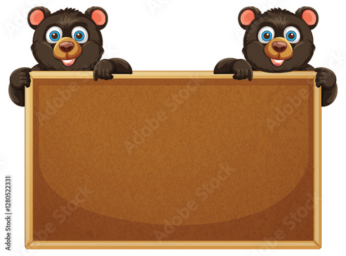 Cute Bears Holding a Blank Sign