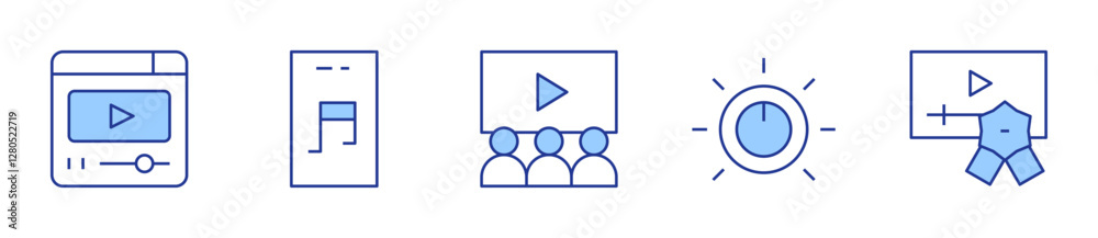 control, video, video player, music. Multimedia Icon vector illustration. Line Duotone style. Editable stroke control, video, video player, music. Multimedia Icon vector illustration. Line Duotone style. Editable stroke