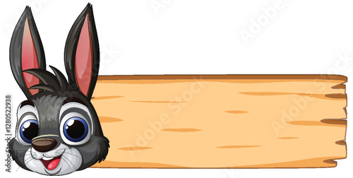 Cute Bunny with Wooden Sign