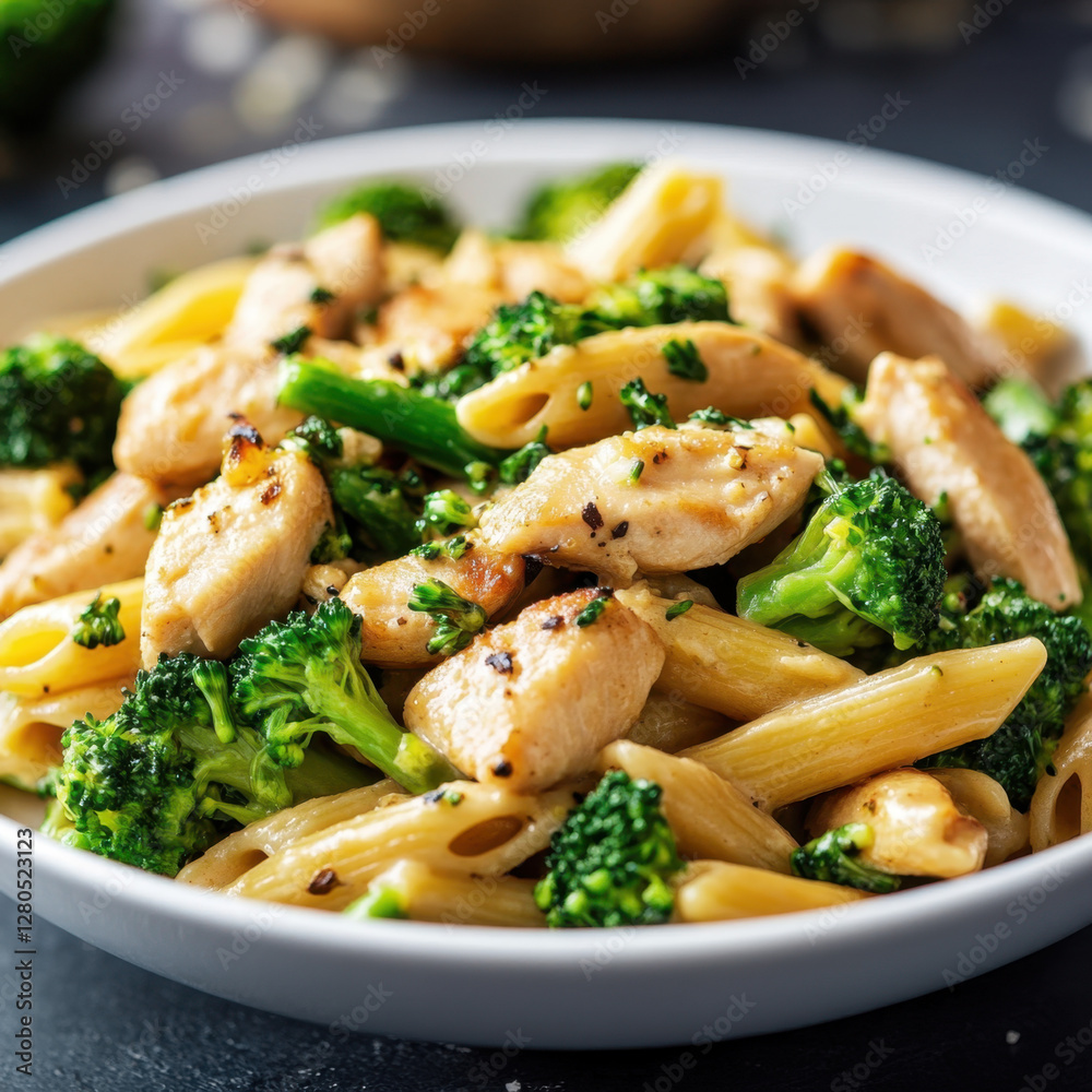 Chicken and broccoli pasta in a creamy sauce Chicken and broccoli pasta in a creamy sauce