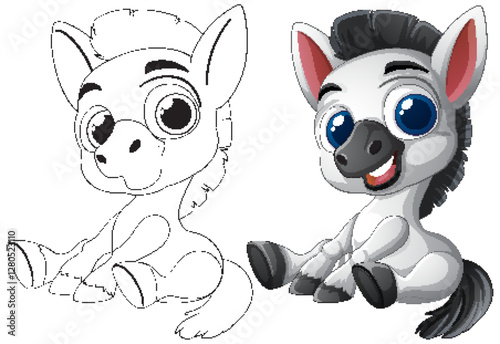 Adorable Baby Zebra Illustration Duo