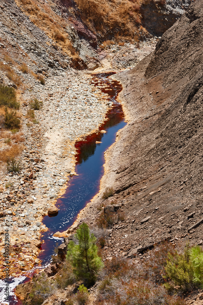 Ferruginous mineral waters. Riotinto opencast mine. Huelva, Andalucia. Spain