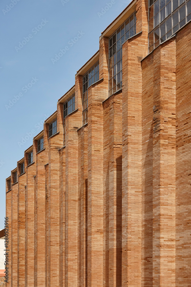 Roman museum facade in Merida. Badajoz, Extremadura. Spanish architecture