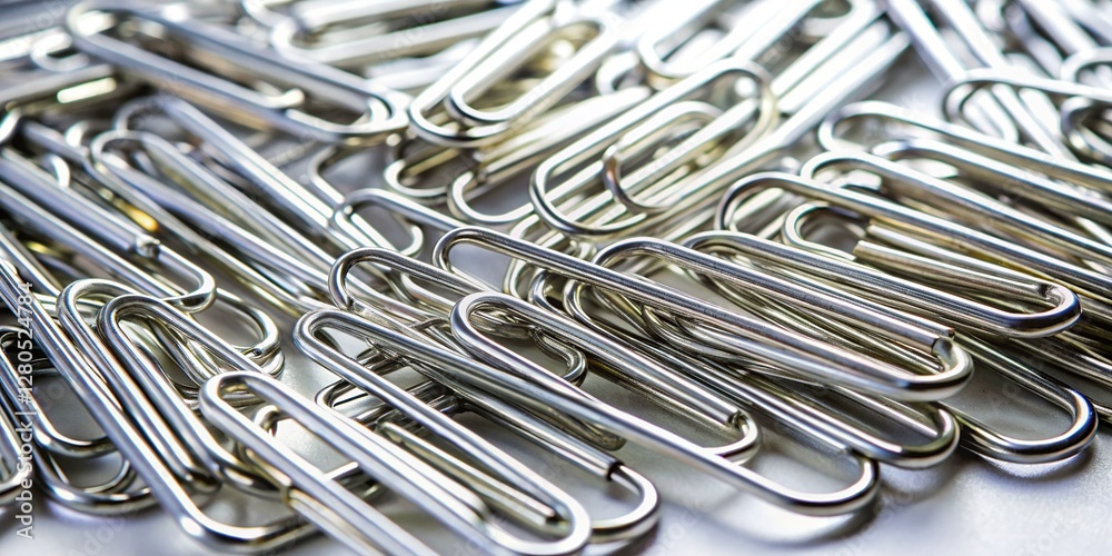 HD Image of Rows of Silver Paperclips Organized Neatly on White Background HD Image of Rows of Silver Paperclips Organized Neatly on White Background