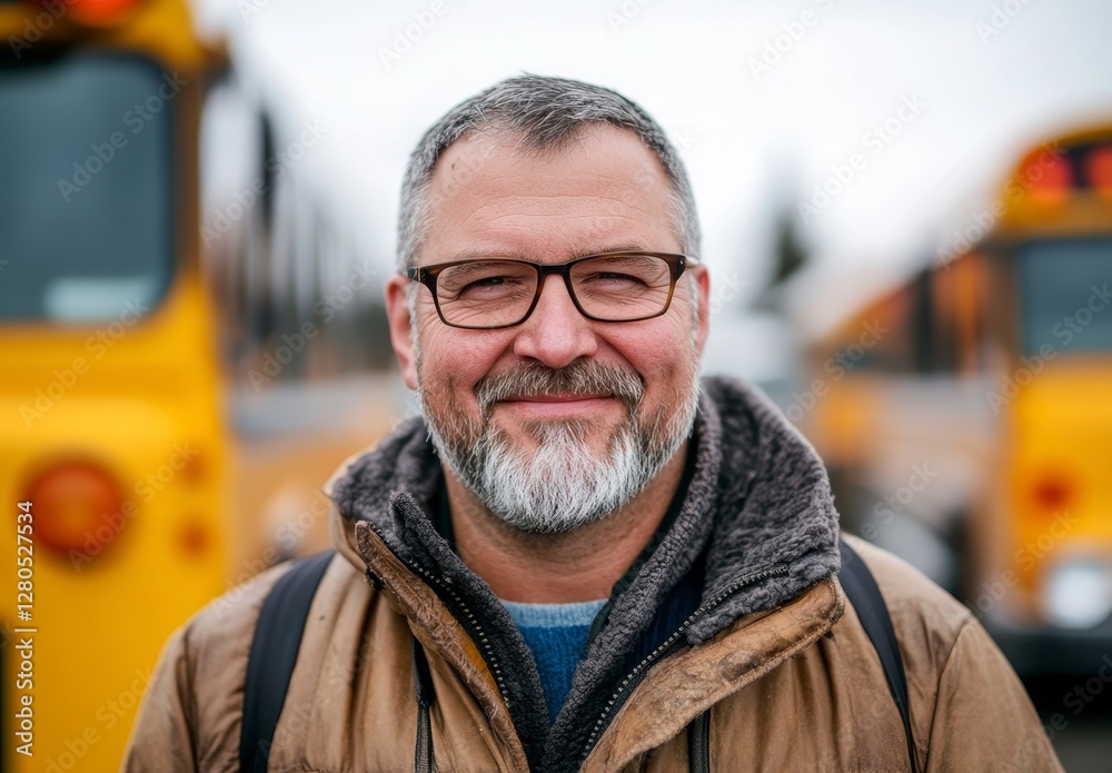 Friendly Bearded Man Smiling Friendly Bearded Man Smiling