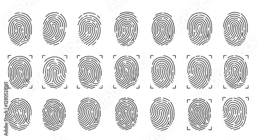 Fingerprint Collection: A comprehensive collection of detailed fingerprint patterns, highlighting the unique individuality of each trace for security, identification, and biometric analysis.