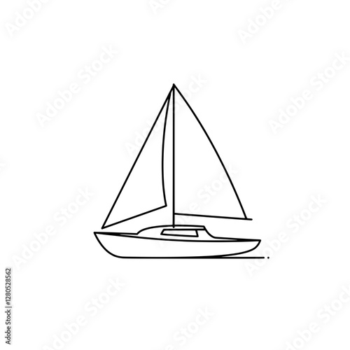 Sailing Silhouette: A minimalist outline of a sailboat glides on tranquil waters, inviting viewers to imagine the gentle sway of waves and the thrill of open waters.