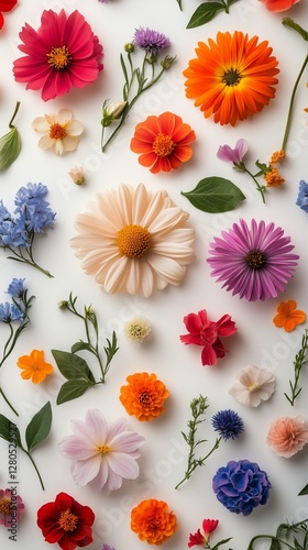 Colorful Floral Arrangement Showcasing Various Blooms on a Bright Background