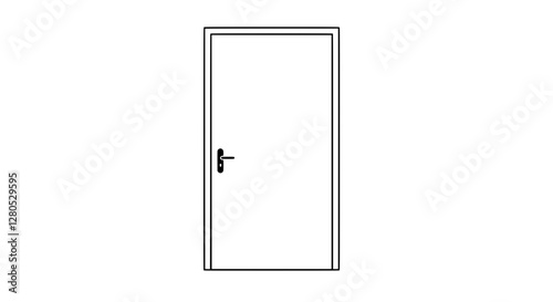 The Gateway: Minimalist illustration of a closed door, inviting intrigue and a sense of anticipation, perfect for design concepts.