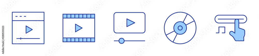 video, video player, cd, button. Multimedia Icon vector illustration. Line Duotone style. Editable stroke video, video player, cd, button. Multimedia Icon vector illustration. Line Duotone style. Editable stroke
