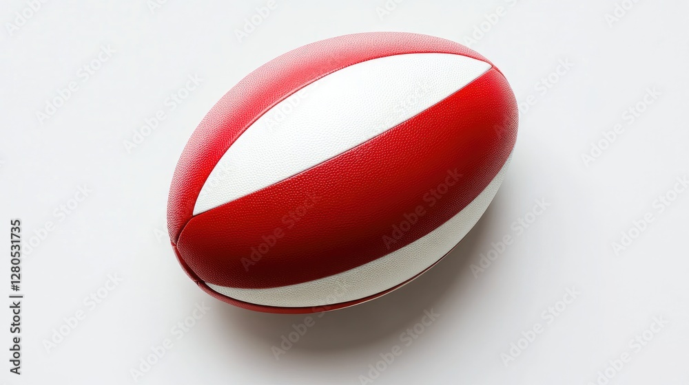 Flat-lay of a modern rugby ball, sleek design with clear panel divisions, crisp white background for easy use in designs. Flat-lay of a modern rugby ball, sleek design with clear panel divisions, crisp white background for easy use in designs.