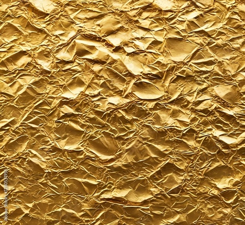The seamless textures of the gold foil represent an exquisite decorative element, ideal for creating a luxurious holiday atmosphere. They look great on a Christmas, New Year's Eve or spring flat backg photo