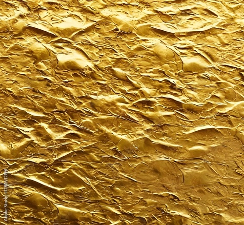 The seamless textures of the gold foil represent an exquisite decorative element, ideal for creating a luxurious holiday atmosphere. They look great on a Christmas, New Year's Eve or spring flat backg photo