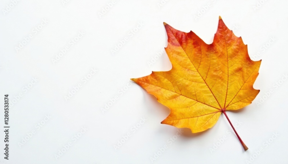 Single autumn beech leaf, rich yellow-orange tones, clean white backdrop , plant, crisp leaf, autumn Single autumn beech leaf, rich yellow-orange tones, clean white backdrop , plant, crisp leaf, autumn